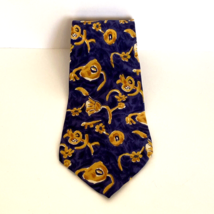 Met Museum Mens Blue Brown Artsy 100% Silk Tie Necktie Made in Italy - $19.95