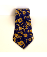 Met Museum Mens Blue Brown Artsy 100% Silk Tie Necktie Made in Italy - £15.68 GBP