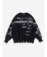 Vintage Burlap Racing Suit Letter Jacquard Sweater - $39.99
