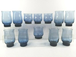 12 Libbey Tulip Dusky Blue Tumbler Old Fashioned Set Vintage Barware Drink Glass - £93.19 GBP