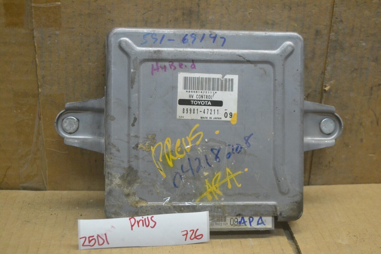 2006-2009 Toyota Prius Hybrid Vehicle Cont Unit 8998147211 Module 726-25D1 - $7.99