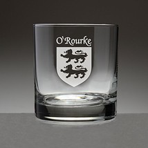 O&#39;Rourke Irish Coat of Arms Tumbler Glasses - Set of 4 (Sand Etched) - £50.12 GBP