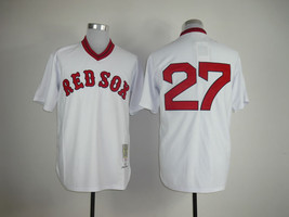 Red Sox #27 Carlton Fisk Jersey Old Style Uniform White - £35.28 GBP