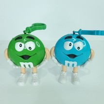 Lot Of 2 M&amp;M Minis Green Blue Clip It Dispensers Belt Backpack Clips - £15.81 GBP