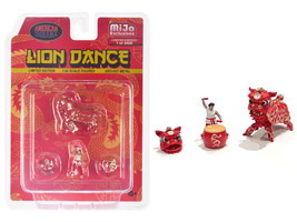 Lion Dance 4 piece Diecast Figure Set 1 Figures 1 Lion 2 Accessories Lim... - $24.00