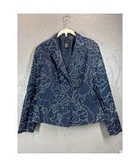RQT Embroidered Jean Jacket Coat Women&#39;s Floral Stretch Button Petite Sm... - $498.97 MXN
