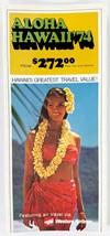 1974 Vintage Hawaii Travel Brochure Aloha Woman Lei Mahalo Moke United A... - $5.92