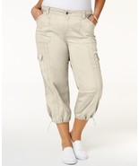 Style &amp; Co Women Cargo Capri Pants Sz 18 Midrise Relaxed Fit Stonewall 3... - £16.46 GBP