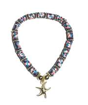Heishi Beaded Stretch Anklet with Multicolored Pattern and Gold Starfish... - $5.99
