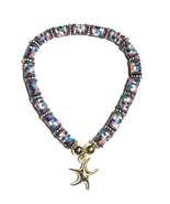 Heishi Beaded Stretch Anklet with Multicolored Pattern and Gold Starfish... - €5,10 EUR