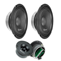 Pair of Timpano 6.5 Mid Bass Speakers w/ Black Bullet Super Tweeters 640W 4 Ohm - £111.65 GBP