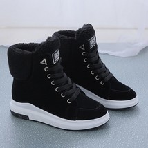 Winter Boots Women Ankle Boots Warm PU Plush Winter Woman Shoes Sneakers Flats L - £31.35 GBP