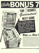 Bonus 7 Bingo Pinball FLYER Original 1970 Arcade Game Promo Art Print - $26.84