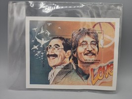 JOHN LENNON &amp; GROUCHO MARX  Postage Stamp Sheet With Certificate of Auth... - $14.83