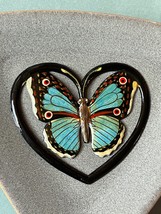 Large Black Heart w Pretty Blue Butterfly Plastic Bookmark Bookmark – 3 ... - £7.52 GBP