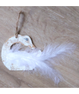 Handmade White Swan Wood Christmas Tree Ornament - $5.99