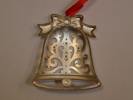 Lenox Silver Metal Bell Bow Ornament Christmas Tree Holiday Crystal Jewe... - $18.80