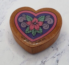 Floral Heart Shaped Comotion Wood Mounted Rubber Stamp - $4.94
