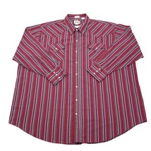 Ely Cattleman Shirt Mens 3XL Burgundy Striped Big Man Long Sleeve Wester... - £14.14 GBP