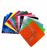 One Dozen Paisley Cowboy Cotton Bandanas, Head wraps (20 Colors Available) - £11.95 GBP+