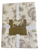 Nicole Miller Thanksgiving Table Cloth 60 x 84” Turkey Leaves COTTON Tablecloth - £30.40 GBP