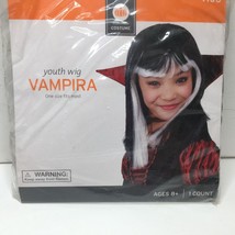 Halloween Costume Girls Vampira Black White Youth Wig Theater Vampire Bangs - £15.97 GBP