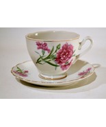 Pink Rose Ceramic Tea Cup Saucer Set Gold Trim Made in Japan - £9.37 GBP