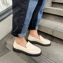 2021 spring new casual ladies slip-on shoes platform flats woman&#39;s shoes beige b - £54.49 GBP