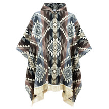 Alpaca wool Mens Unisex Hooded Poncho Inca cross pattern hippie ONE SIZE... - £93.37 GBP