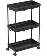 Black Standard 3-Tier Slim Rolling Storage Cart From Simplehouseware. - $39.98