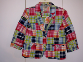 L.L. B EAN Ladies Plaid Seersucker Short Button Jacket TOP-14P-WORN ONCE-CUTE - £11.02 GBP