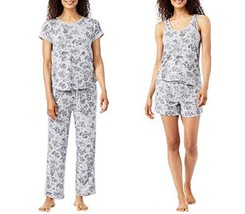 Lucky Brand Ladies&#39; 4Pc PJ Set Super Soft Knit XS, Mini Denim Floral - £31.31 GBP