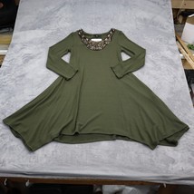 Tiana B Dress Womens S Green Long Sleeve Round Neck Knee Length Knit Shi... - $29.68