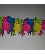 VTG Fish Paper Garland Green Yellow Pink Blue Amscan 10&#39; Party Decor Fis... - £9.28 GBP