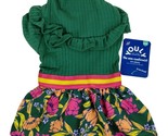 Youly Dog XXS 9 in Green Ruffle Shirt Floral Pet Dress - $14.86