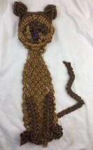 Vtg 1970s Macrame Cat Wall Hanging 26” Long Mid Century Retro Decor - £31.64 GBP