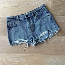 Brandy Melville Cutoff High Waisted Distressed Button Fly Denim Shorts - £19.28 GBP