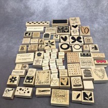 Mixed Lot of 75 Wood Mount Rubber Stamps- Stampin Up! &amp; Other Brands-Read Descri - $24.49