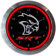 Dodge Hellcat Srt Garage Neon Clock 15&quot;x15&quot; - £67.75 GBP