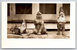 RPPC Contoocook NH Bavarian Wood Carving Gnome Bear Photo by Walker Postcard C28 - £15.94 GBP