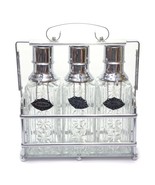 Mid Century Modern Chrome Caddy Bourbon Scotch Rye Cut Glass Bottle Disp... - £97.75 GBP