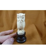 (OWL-12) white gray Horned Owl shed ANTLER figurine Bali detailed carvin... - £44.70 GBP
