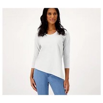 Studio Park x Amy Stran Asymmetrical Hem T-Shirt (Light Grey, 2X) A586169 - $14.94