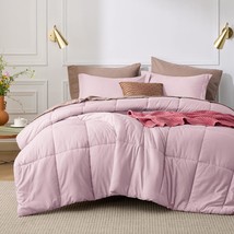 Pink Queen Comforter Set - Pink Basket Weave Pattern Down Alternative Comforter  - £36.76 GBP