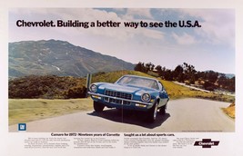 1972 Chevrolet Camaro ad in blue | 24 x 36 INCH POSTER | sports car - £16.07 GBP