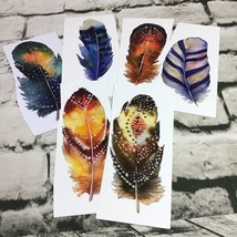 Paper Feathers Colorful Beautiful Matted On Card Stock Scrapbooking Art ... - $11.88