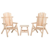 vidaXL 3 Piece Patio Lounge Set Solid Wood Spruce - £316.27 GBP