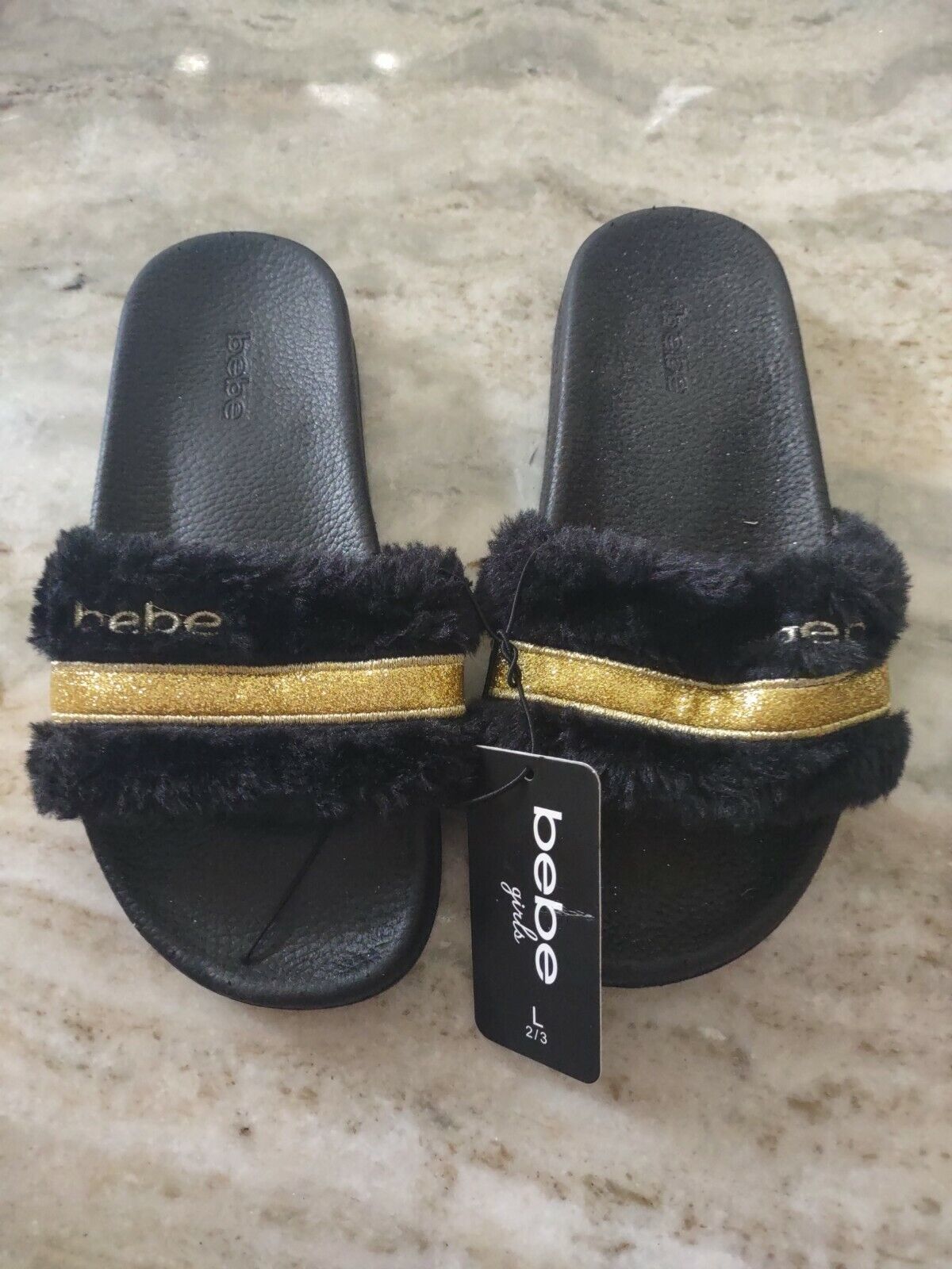 Bebe Size 2/3 Kids Girls Black Sandals-Brand New-SHIPS N 24 HOURS - $29.58