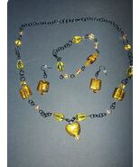Golden Jewelry Set With Black Chain - $28.00