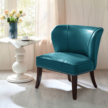 Armless Accent Chair Polyester - Blue - £323.41 GBP